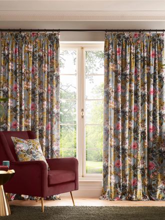 Clarke & Clarke Passiflora Pair Lined Pencil Pleat Curtains