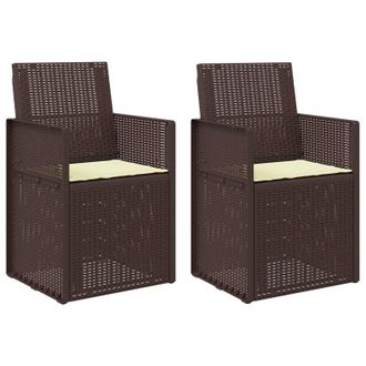 vidaXL Sillas De Comedor De Jard&iacute;n 2 Pcs Marr&oacute;n Y Crema Pp Vidaxl