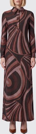 Pucci Iride Long-Sleeved Polo Shirtdress in Abstract Print Lurex Jersey