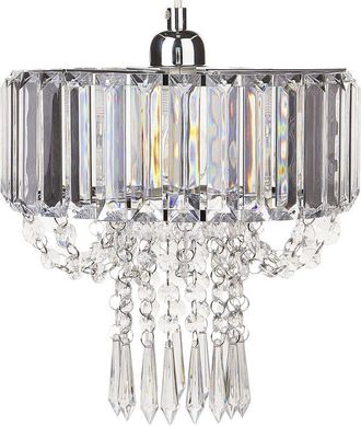 Beliani Lámpara de araña de cristal transparente de 83 cm con cristales glamour con acento cromado Adorn