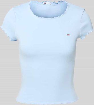 Tommy Jeans Slim Fit T-Shirt aus Baumwoll-Elasthan-Mix in Hellblau, Gr&ouml;&szlig;e XL