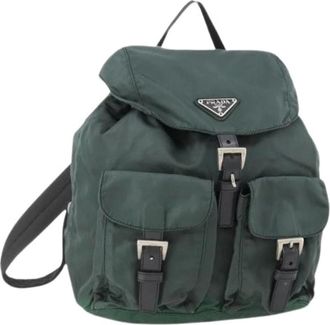 Prada Pre-owned Backpacks, female, Green, Size: ONE SIZE Pre-owned Vintage Nylon Backpack