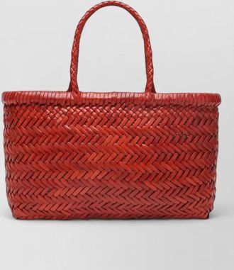 Dragon Diffusion leather tote bag top handles woven