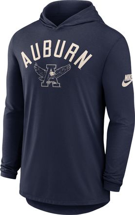 Nike Auburn Legacy Arch Nike Mens Dri-FIT College Long-Sleeve Hooded T-Shirt in Blue | 01NB41SAUV-3HJ