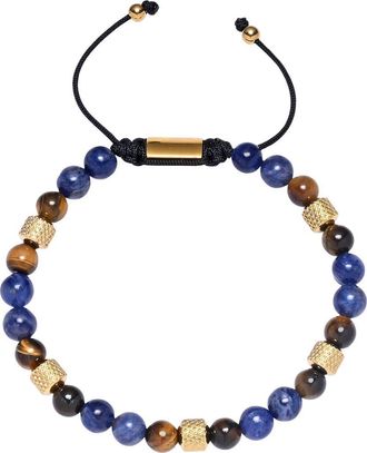 Eye Candy Los Angeles Ezra Semiprecious Stone Beaded Slider Bracelet in Gold at Nordstrom Rack