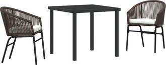 vidaXL Garden Dining Set 3 pcs Brown Poly rattan Vidaxl