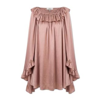 Chlo&eacute; Kleedjes, Dames, Roze, M, Zijden Jurk met Ruffles