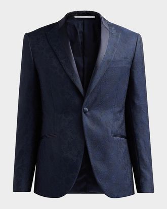 Pal Zileri Men & apos;s Floral-Embroidered Wool-Blend Dinner Jacket
