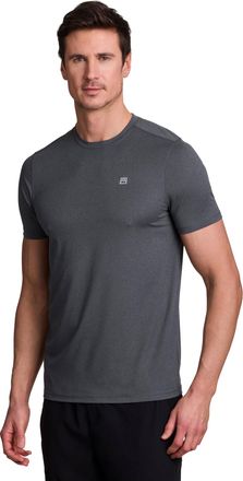 Avalanche Logo T-Shirt for Men, Stretch Jersey Short Sleeve Crewneck Tee for Hiking, Workouts, Running, Casual Wear, Heathered Charcoal Grey, S