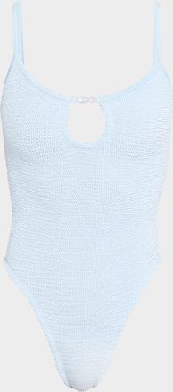 Hunza G Mia Beaded Keyhole One-Piece Swimsuit