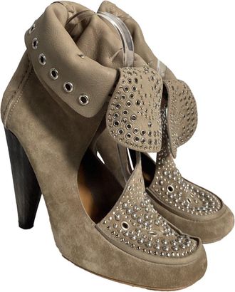 Isabel Marant Womens Suede Mossa Studded Cut Out Bootie (Authentic Pre-Loved)