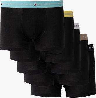 Tommy Hilfiger Mens Tommy Hilfiger 5-Pack Logo Waistband Mens Trunks - Green/Yellow/Blue/White/Black - Size: 35/34/32/9.5/13/12.5/12/11.5/11/9/16/15.5/15/14.5/14/13