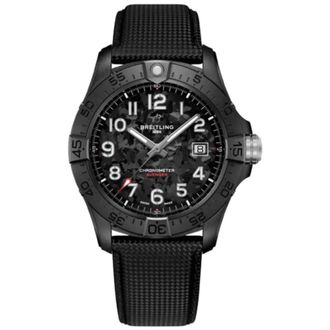 Breitling Avenger Automatic 42 Night Mission Black Dial Ceramic Leather Strap Mens Watch S17328101B1X1