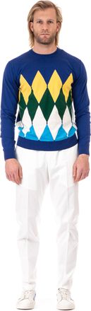 Ballantyne Diamond Cotton-Cashmere Crewneck Sweater