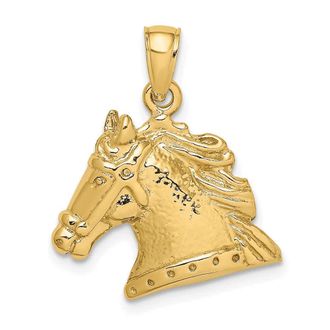 Diamond2Deal 10k Yellow Gold Textured Horse Head Charm Pendant