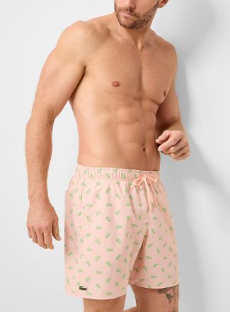 Lacoste Mens Mini-croc peach swim trunk