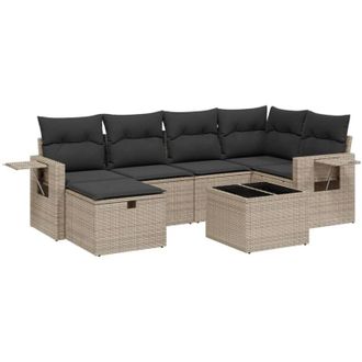 vidaXL Vidaxl - Set Divani da Giardino 7 pz con Cuscini Grigio in Polyrattan