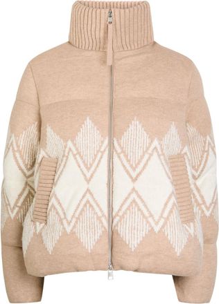 Varley Belina Fair Isle Padded Knit Jacket - Light Brown - XL (UK16 / XL)