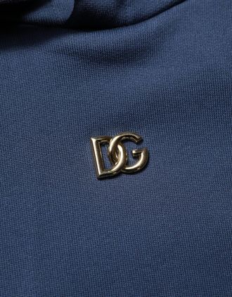 Dolce & Gabbana Mens Blue Cotton Coral Logo Hooded Sweatshirt Sweater Clothing
