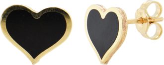 Italian Gold, Inc 14K Yellow Gold Heart Stud Earrings-Onyx