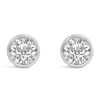 House of Brilliance 14K White Gold 2.0 Ct Lab Grown Diamond Classic Bezel Solitaire Stud Earrings at Nordstrom