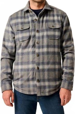 Johnnie-O Hassler Cashmere Blend Sherpa-Lined Shacket In Light Gray