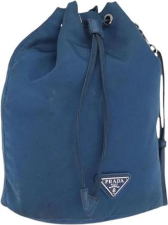Prada Pre-owned Nylon Bucket Bag - Dames - Vintage Tas - Blauw - ONE Size - Nylon - Vintage