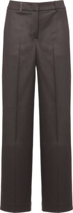 PESERICO Dark Brown Wide-Leg Tailored Wool Pants