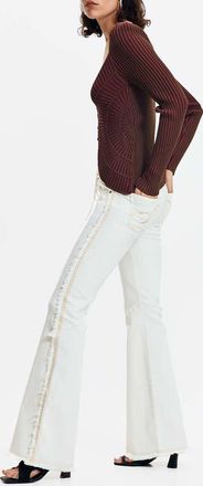 Desigual Jeans a zampa bianchi sfrangiati-Bianco