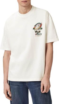 AllSaints Snakepit Crewneck Graphic T-shirt in Chalk White at Nordstrom, Size Xx-Large