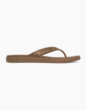 Skechers Womens Skechers MEDITATION LUXE - SUNNY GLOW Womens Toe-Post Sandals Mocca - White - Size: 7