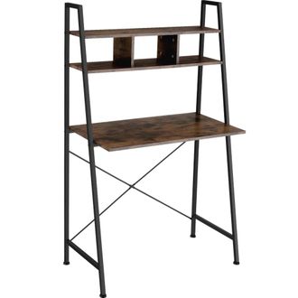 TecTake Escritorio industrial 3 compartimentos 85,5x46,5x140 cm madera oscura