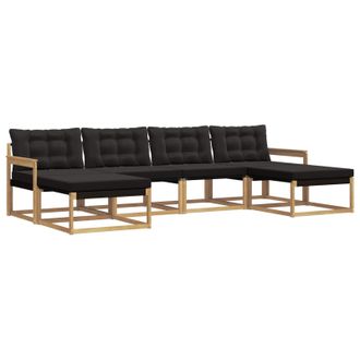 vidaXL Conjunto De Sof&aacute;s De Exterior Con Coj&iacute;n 6 Pcs Blanco Y Negro Vidaxl