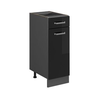 Vicco Mobiletto base per cucina R-Line, Nero lucido, 30 cm senza piano di lavoro Vicco