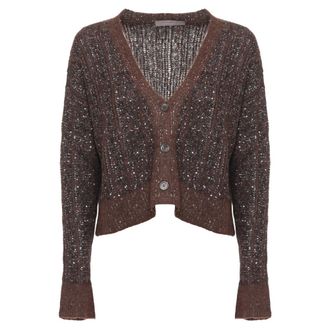 D.exterior C&aacute;rdigan de Mezcla de Lana - Knitwear - Mujer - Marr&oacute;n - XS