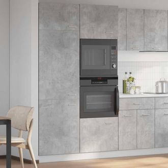 Berkfield Home Refrigerator Cabinet Lyon Concrete Grey 60x57x207 cm Engineered Wood | Size: 60 x 57 x 207 cm