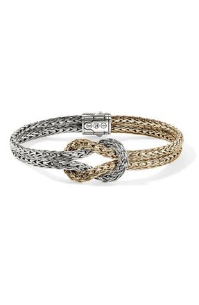 John Hardy Love Knot Bracelet, Gold, Sterling Silver, 3.5mm in Silver/Gold at Nordstrom, Size Medium