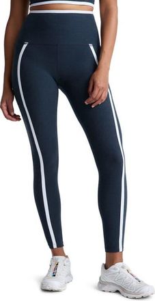 Beyond Yoga Out of Pocket Side Stripe High Waist Pocket Leggings in Nocturnal Navy/cloud at Nordstrom, Size X-Small