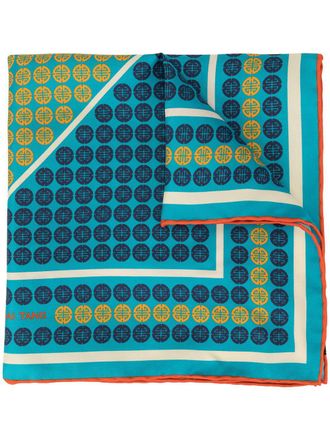 Shanghai Tang geometric sh&ograve;u print pocket square - men - Mulberry Silk - One Size - Blue