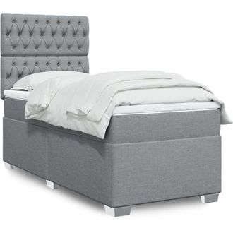 vidaXL Cama Box Spring Con Colch&oacute;n Tela Gris Claro 90x200 Cm Vidaxl