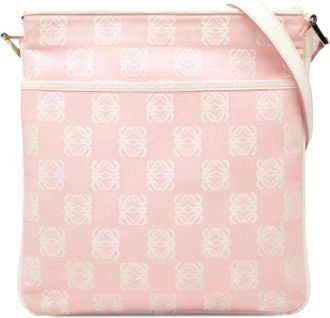 Loewe Pre-owned Cross Body Bags, female, Pink, Size: ONE SIZE Pre-owned Canvas Crossbody Bag
