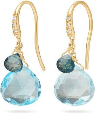 Marco Bicego Paradise 18K Gold Diamond & Blue Topaz Drop Earrings at Nordstrom