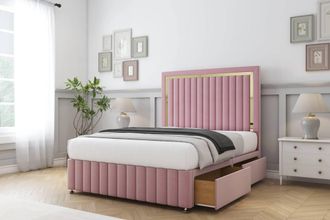 Comfort Beds Boston Gold Plush Divan Base 2 Drawers - 54 Headboard-Footboard in Pink | Size: Super King