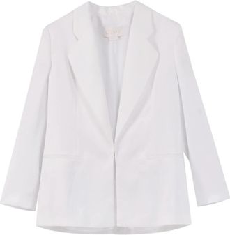 Genny Witte Satijnen Maatwerk Jas - Dames - Blazers - Wit - M - Satijn - Jassen