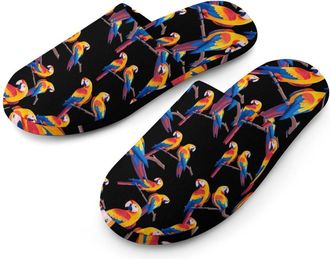 Generic Cute Parrots Birds Mens Cozy Memory Foam Slippers Warm Cotton House Shoes Comfy Slipper for Indoor Outdoor