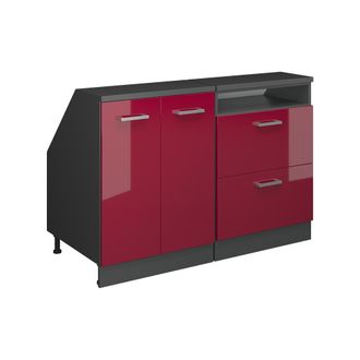 Vicco Conjunto De Armarios Para Techo Inclinado Rion, Rojo De Alto Brillo, 120 Cm Lote De 2 Carcasas De Armario 60 Cm De Profundidad, Vicco