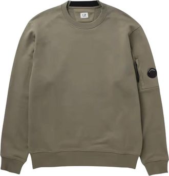 C.P. Company Diagonal Raised Fleece Crewneck Lens Sweatshirt - Heren - Sweatshirts - Groen - L - Katoen - Hoodies & sweatvesten