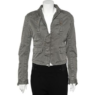 Dsquared2 Vintage Khaki Cotton Distressed Utility Jacket