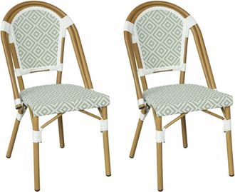 Mobili Rebecca Set de 2 sillas de jardin exterior de aluminio blanco y verde 85x46x57