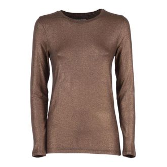 Majestic Filatures Rondgebreide trui - Dames - Ronde hals truien - Bruin - M - Truien & Vesten